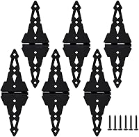HOME MASTER HARDWARE 8 Inch Heavy Duty Black Steel Gate Hinges for Wood Fences, Barn Doors, Yards - 6 Pack with Screws