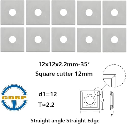 Miniatura 3 de Cuchillos cuadrados de carburo de 0.472 in con 4 filos de corte de 12 × 12 × 0.087 in-35  para reemplazo para carpintería, se adapta a la cabeza de
