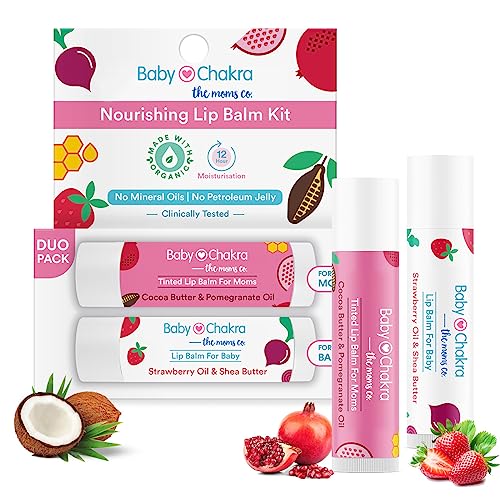 Image of BabyChakra - The Moms Co. Nourishing Lip Balm Duo Pack for Women's & Babies /Kids, 100% Natural Ingredients, Long Lasting Non Greasy 12 Hours Moisturising, Cruelty Free (2x4.5 gm)