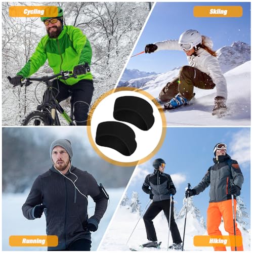 Image of Ear Warmers Headband, KOMAKE 2 Pack Earmuff Headband Fleece Earmuffs Running Headband Winter Ear Covers Moisture Wicking Sweatband Ski Sport Headband For Men & Women (Black+Gray)