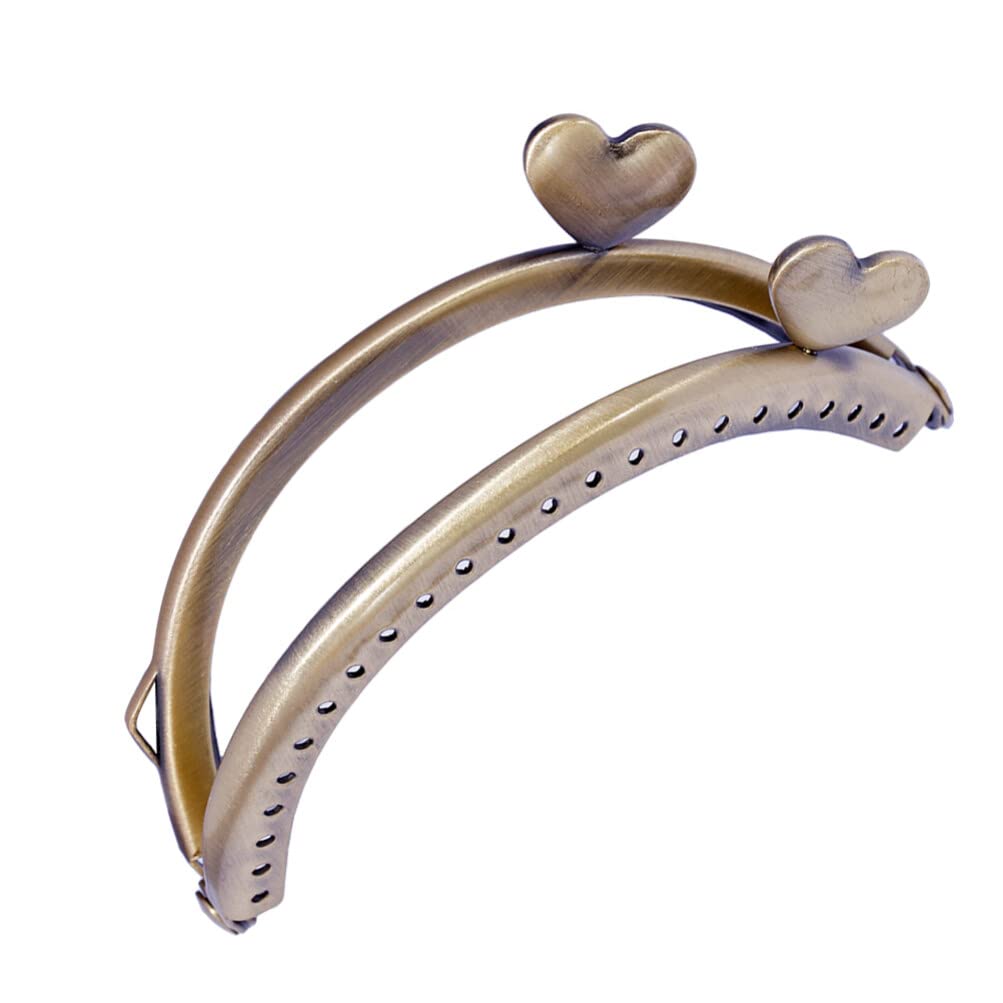 SUPVOX 10psc 8.5cm Marco Monedero Cierre Semicírculo Con Corazón Metal Cierre De Boquilla Retro Para Fabricación De Monederos