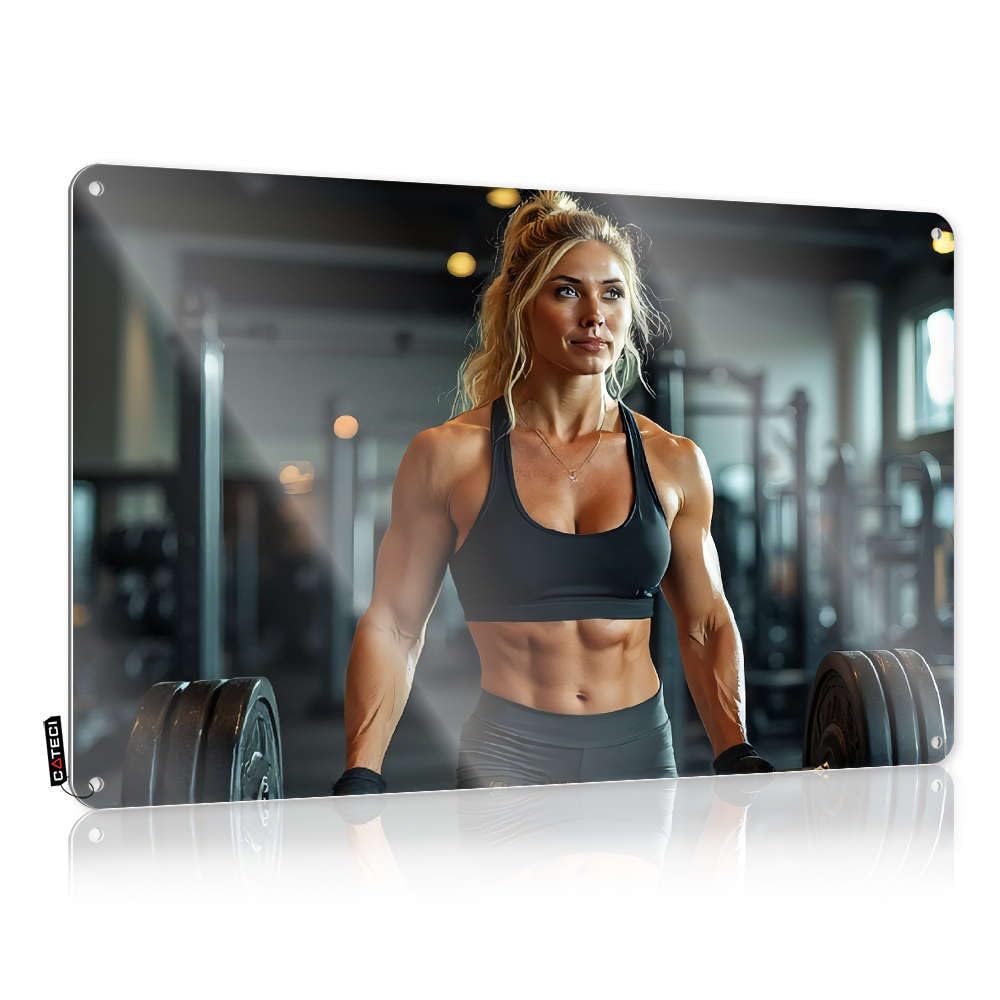 Plaques Tin Ready To Hang - Fitness Model In Gym Setting. Bride Gift For Work(30X40CM)