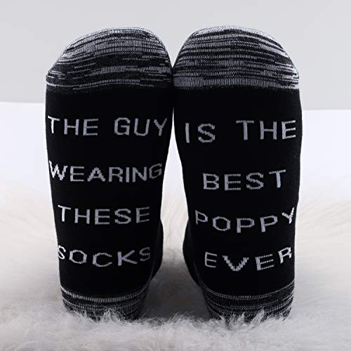 JXGZSO 2 Pairs Poppy Gift The Guy Wearing These Socks Is The Best Poppy Ever Socks Fathers Day Present Birthday Gift4