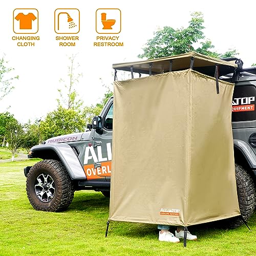 ALL-TOP Vehicle Awning Shower Room with Foldable Floor Mat, 3.3ft x 3.3ft, Privacy Shelter Restroom with LED Light, Waterproof Carside Shower Tent Overland