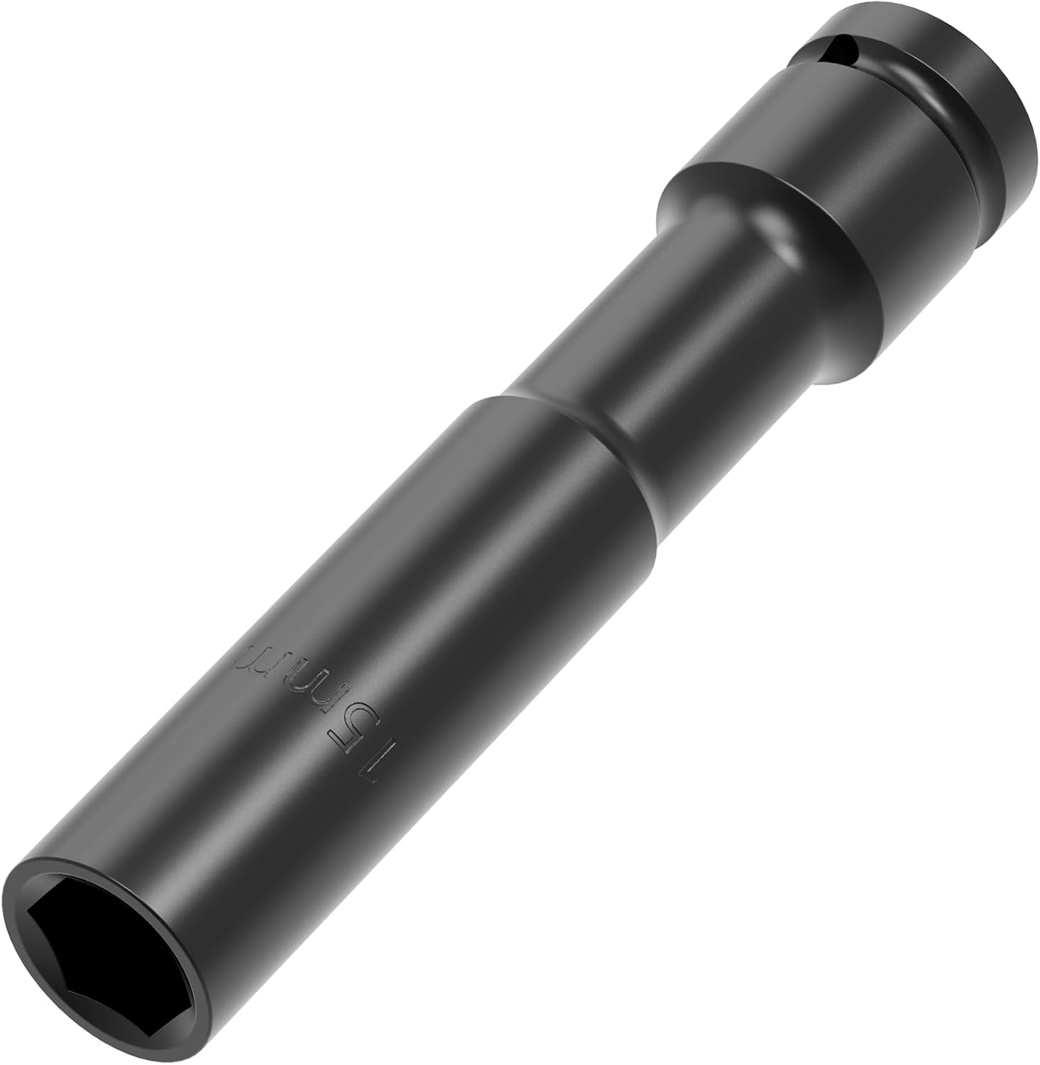 1/2-Inch Drive 15mm Deep Impact Socket with 6 Point Design, Thin Wall Hex Deep Socket, Heat-Treated Chrome Molybdenum Steel 6 Point Impact Socket Metric Sizes