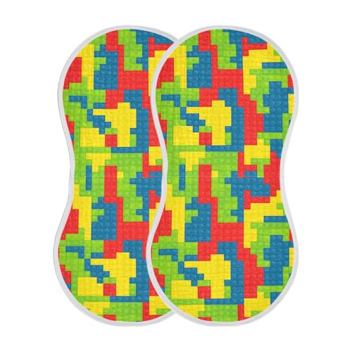 Building Blocks Baby Burp Cloths for Boys and Girls, Soft Muslin Spit Up Towels, 22"x11" Newborn Essentials for Feeding and Drooling, 1 Pack2