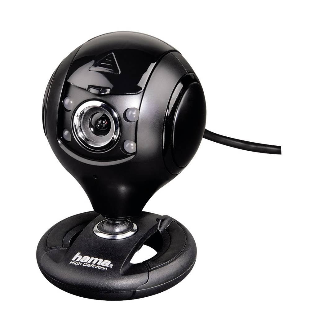 Hama Kamera internetowa z mikrofonem HD "Spy Protect" (USB A 2.0, 1280x720p, 16:9, obrót 360°, mikrofon mono, stojak, osłona na kamerę, podświetlenie LED) czarna