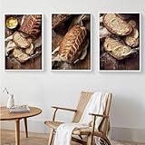 Kuchen Hafer Brot Dessert Poster Druck Lecker Essen Leinwand Malerei Moderne Wand Kunst Bild Küche Cafe Restaurant Zimmer Dekor 50X70Cmx3Pcs Kein Rahmen
