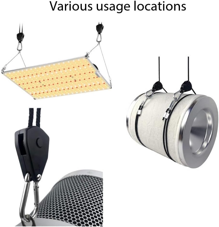 Adjustable Ratchet Tie Down Straps (1/6" 4mm, 1/4" 6mm, 3/8" 10mm) Ratcheting Pulley Guy Rope with Metal Hook & Adjuster, for Kayak, Freight, Truck, Tents, Plants & Grow Lights (4, 1/4" (6mm))