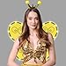 Funcredible Light Up Bee Wings & Antenna Headband – Bumblebee Costume Accessories for Adults – Perfect for Halloween, Festivals, Concerts, Cosplay & Themed Events Yellow