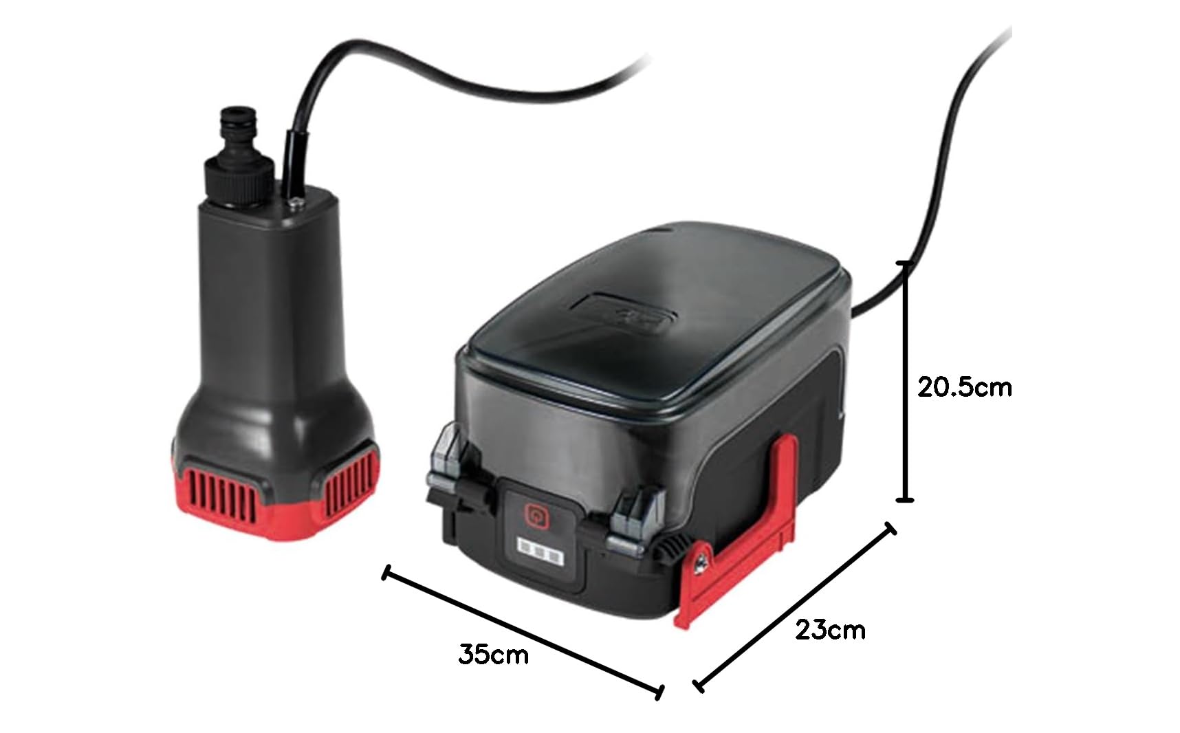 WALTER Li-Ion-Akku Regenfasspumpe 18 V, ideal zum Ab-/Umpumpen von Regenwasser & für Gartenbewässerung, 2 m langes Kabel, max. Durchflussmenge 1800 l/h, max. Höhe ca. 17,5 m, inkl. Ladegerät und Akku
