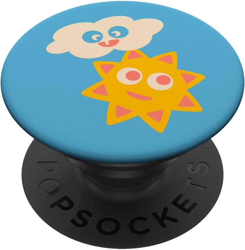 SUNNY WITH CLOUDY PERIODS Cute Kawaii Fun Smiling Cloud Sun PopSockets Swappable PopGrip