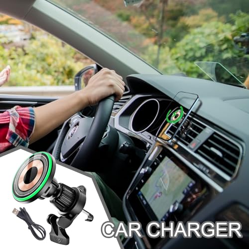 Cargador inalámbrico magnético para coche con rotación total de 360° 2
