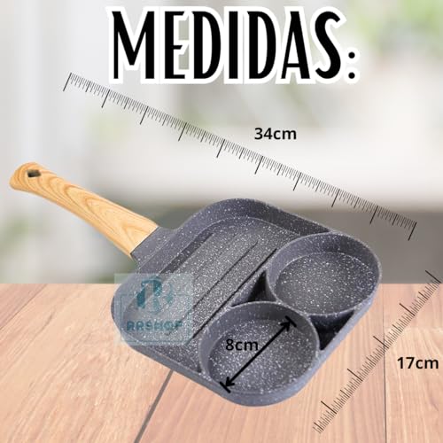 Frigideira de ovo frito, frigideira de ovo antiaderente 3 seções grelha dividida panela de panqueca