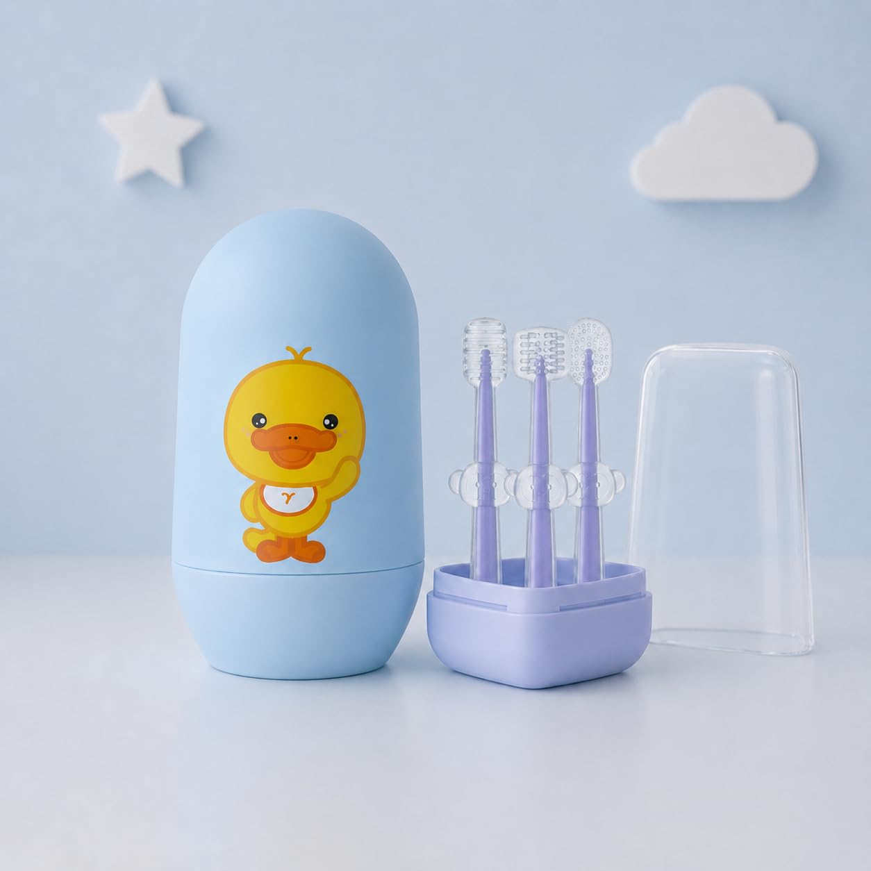 Baby 4-in-1 Manicure & Pedicure Grooming Essential Set with Soft Silicone 3 in 1 U Shape Toothbrush BPA Free (Design 202)-image-46