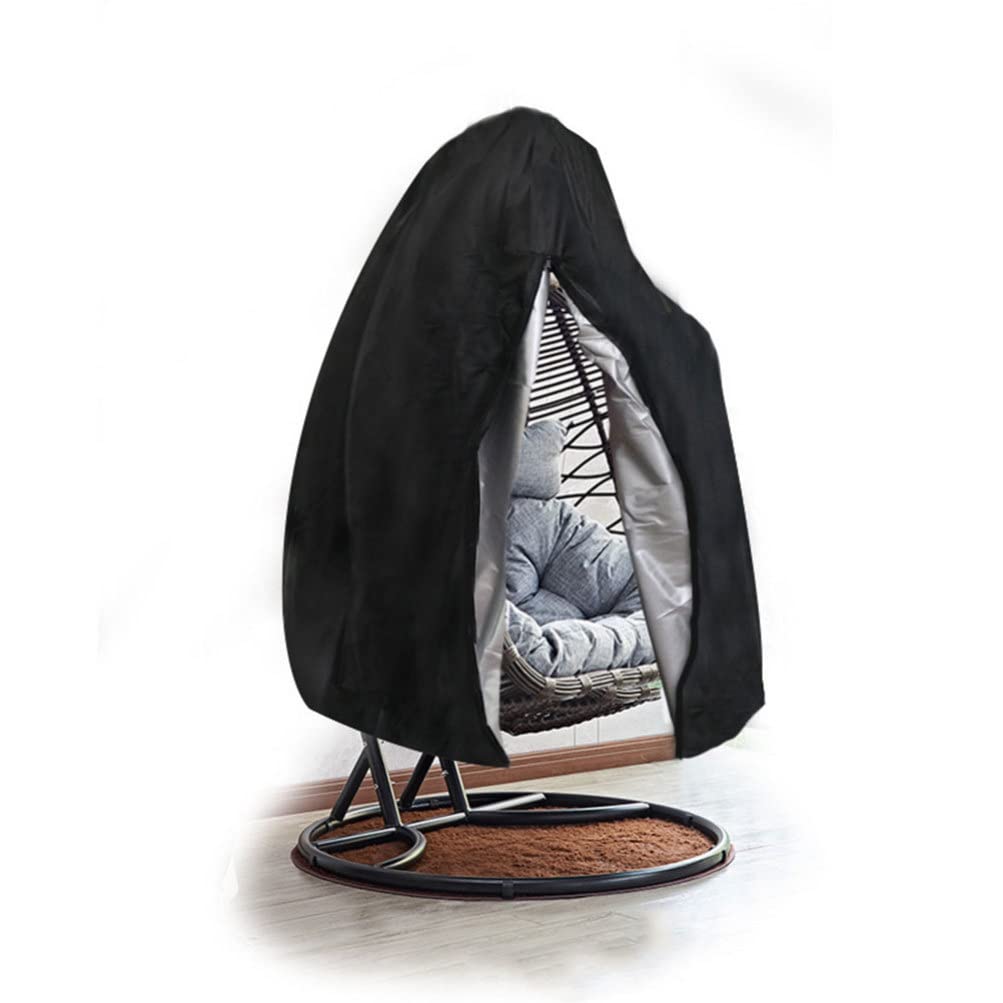 Patio Hanging Egg Chair Cover for Outdoor Furniture, Waterproof Outdoor Single Wicker Egg Swing Chair Cover with Zipper for UV Protect or (Black, 74 x 45 x 45 Inch)