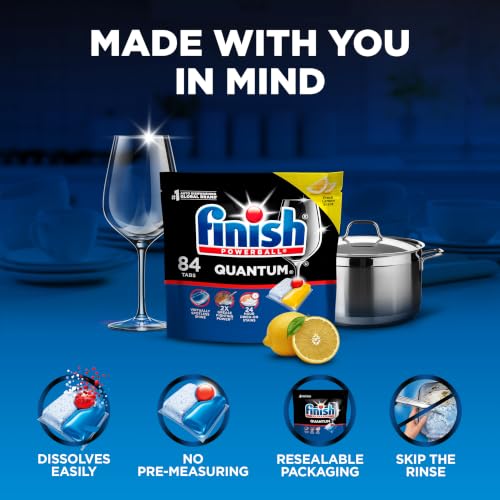 Image of Finish Quantum Dishwasher Pods, Dishwasher Detergent Dish Soap, Lemon Scent, 84 Count