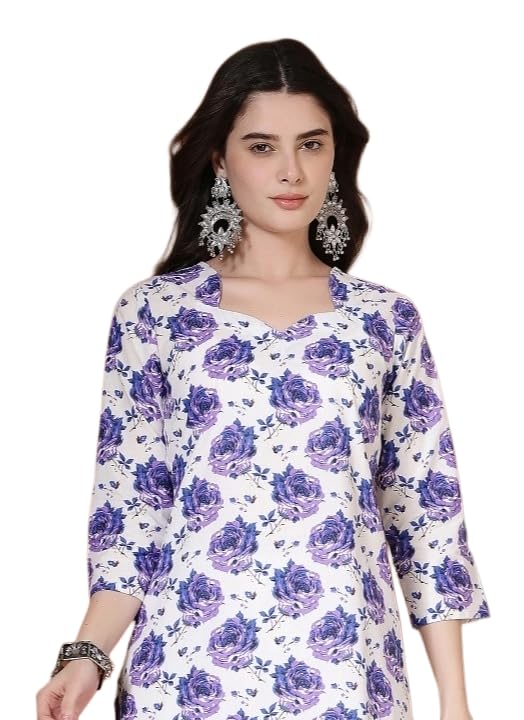Image of New Cotton Leaf Printed Casual Straight Kurta for Women | Women Formal Kurti