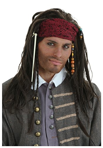 Adult Realistic Pirate Wig Braided Caribbean Buccaneer Costume Wig Standard