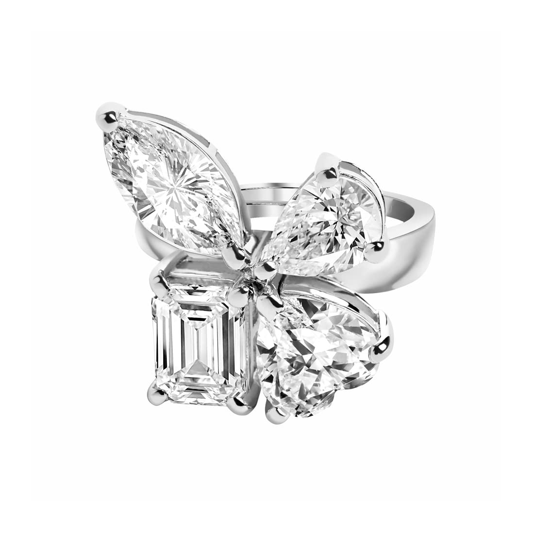 clara 925 Sterling Silver Statement Adjustable Cocktail Ring | Rhodium Plated, Swiss Zirconia | Jewellery Gift for Women and Girls-picture-22