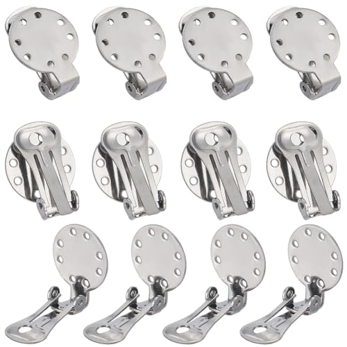 SUNNYCLUE 30Pcs Round Earring Clips Clip On Earrings Findings Circle Flat Back Tray Silver Non-Pierced Earring Converters Settings with Holes for Earring Backs Findings Women Adults jewellery Supplies