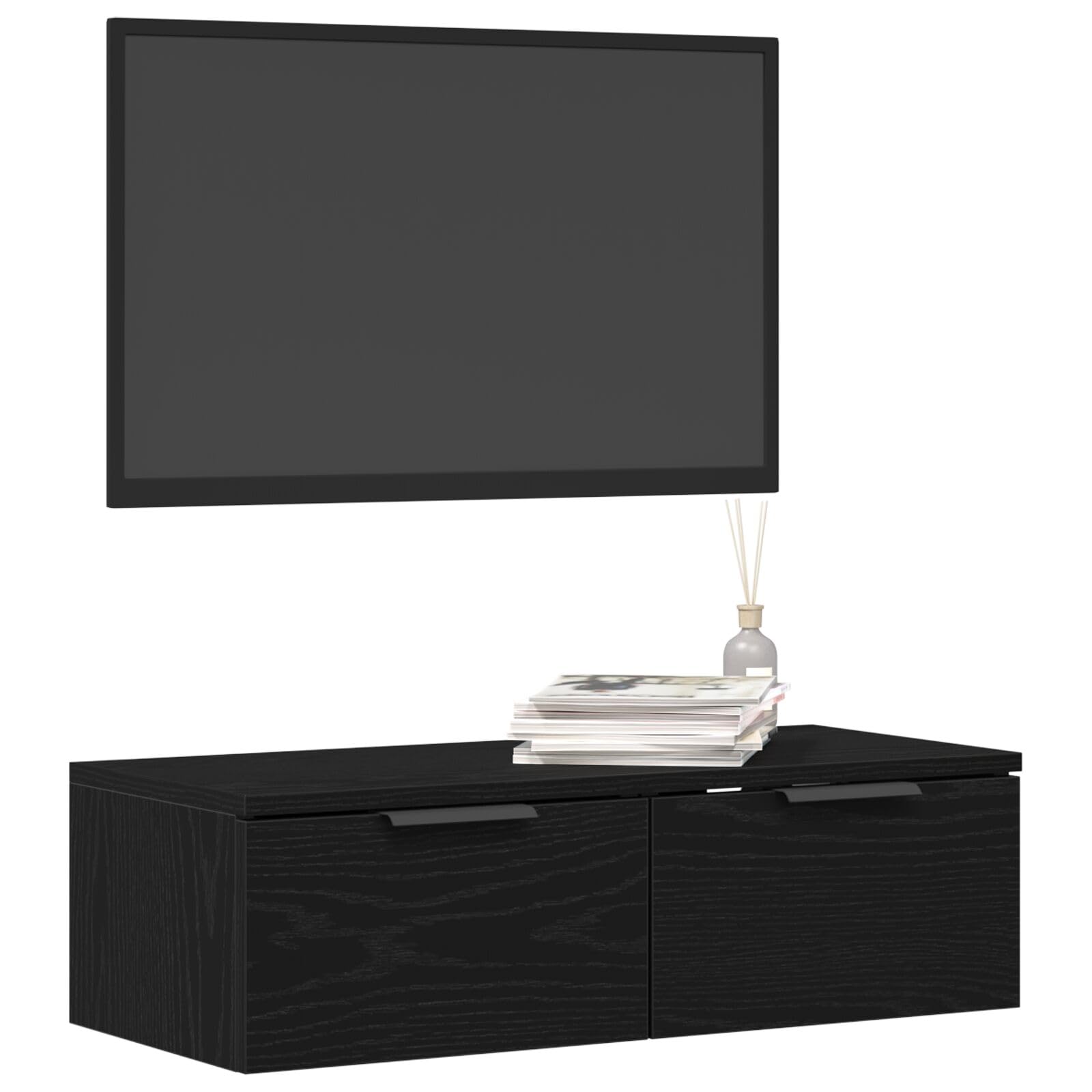 vidaXL Wandschrank Schwarz Eichen-Optik 68 x 30 x 20 cm Holzwerkstoff, Moderner Wohnzimmerschrank, rechteckig, viel Stauraum, Robustes Design, praktische Funktionen, Holz-Möbel