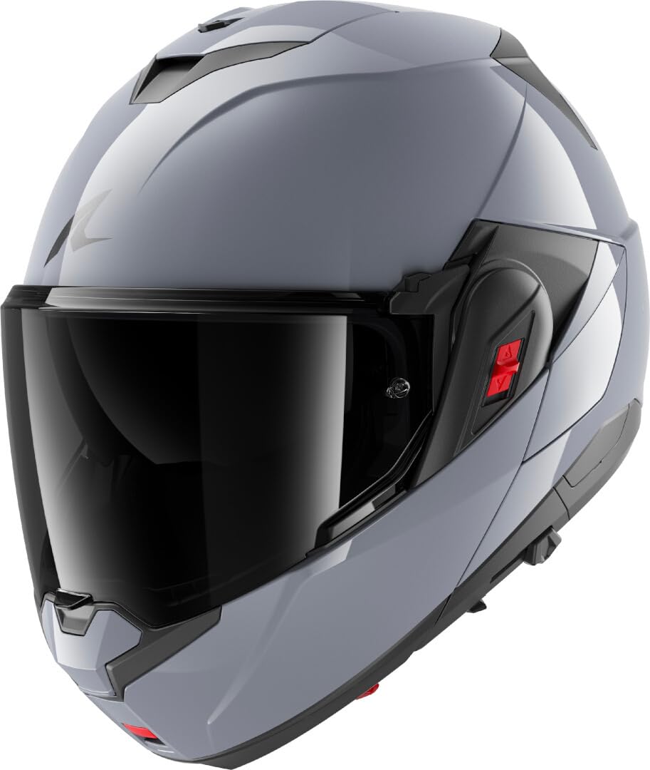SHARK, Casco Moto Modular OXO Dark Shadow Gun Silver S05, L