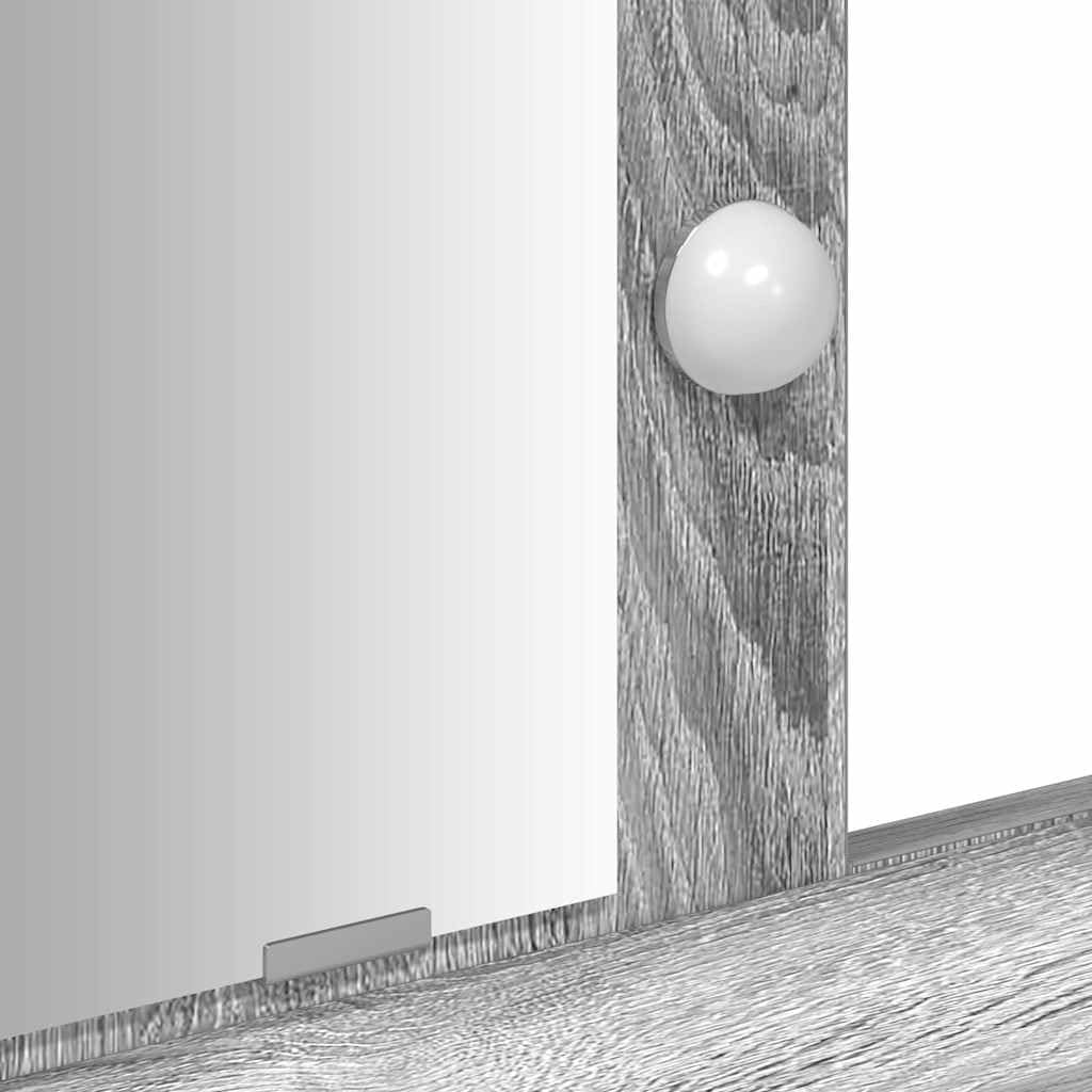 vidaXL Schminktisch Grau 100 x 41 x 140 cm Holzwerkstoff | Der moderne grau sonoma Look passt in jeden Raum, Hollywood-Lichter für perfektes Makeup,