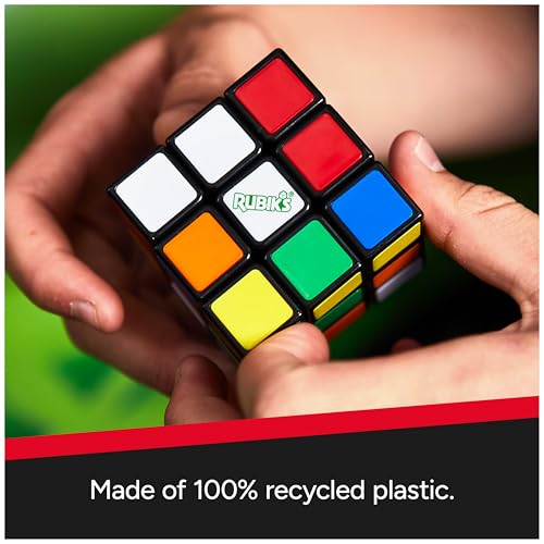 Image of Rubik's Cube, Re-Cube, The Original 3x3 Cube Made with 100% Recycled Plastic, Problem-Solving Brain Teaser, Color-Matching Puzzle, Fidget Toy, Sensory Puzzle, for Ages 8 & Up