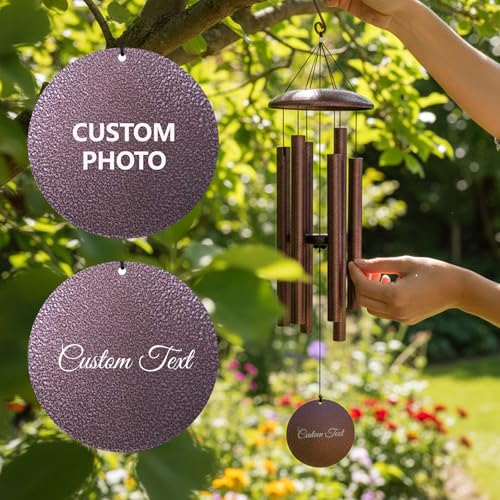 Image of Personalized 30 /36 /45inch Wind Chimes for Outside, Custom Text /Photo Personalized Gifts for Memorial Retirement Wedding Anniversar, Wind Chimes Gift for Mom Dad Friend Wife Husband