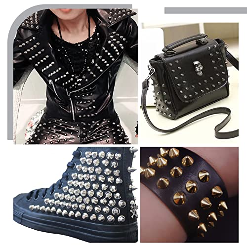 Image of GORGECRAFT 30 Sets 8mm Height Silver Barrel Riveted Spikes Studs Screw Back Rivets with Screwdriver Handbag Feet Punch Tool Flat Head Punk Studs Buckle Button Cap for Clothing Shoes Leather Craft