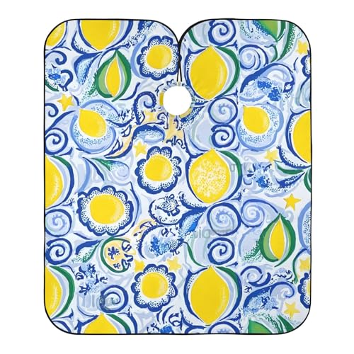 Hezely Lemon Print Hair Dye Cape, Barber Cape for Adults,Waterproof Salon Cape,Waterproof Hairdressing Styling Hair Cutting, 65