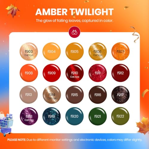 Image of Beetles Fall Gel Nail Polish Colors Set - Red Yellow Cat Eye Gel Polish
