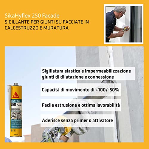 Sika Sikahyaflex 250 Facade Low Modulus Sealant, Concrete Grey, 600 ml