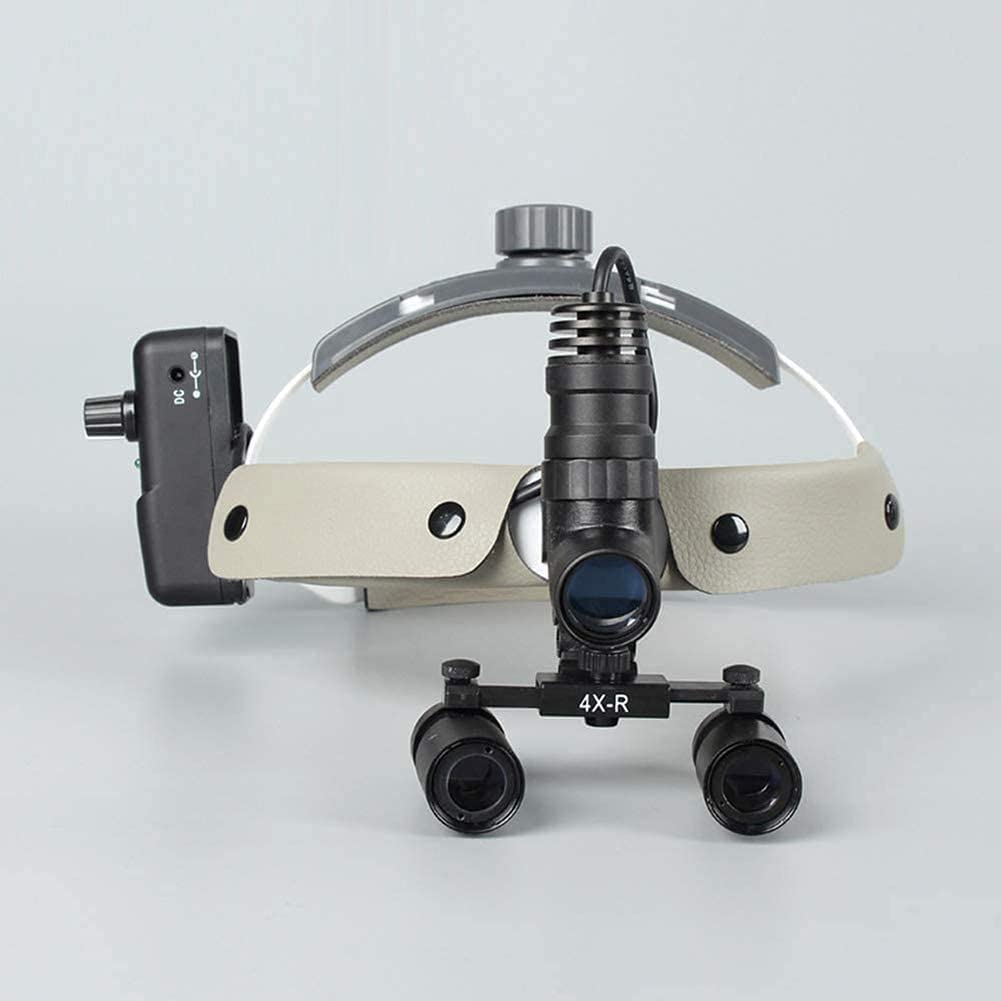 Lenti d'Ingrandimento Dentali, Lenti d'Ingrandimento Binoculari Chirurgiche Dentali - Lente d'Ingrandimento Binoculare 4X 420 Mm con Lampada Frontale A LED da 5 W