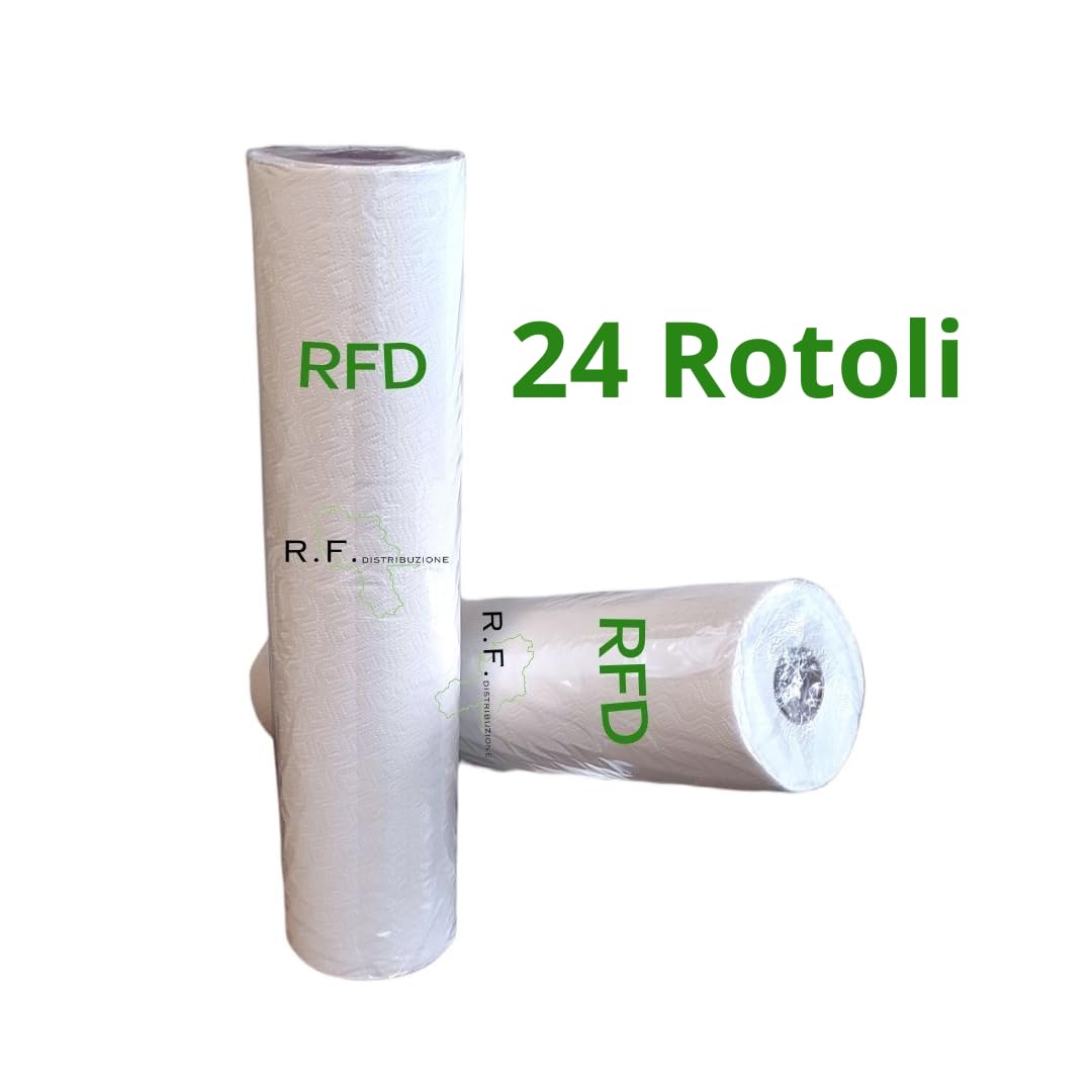 Rotolo Lettino Medico Carta Doppio velo Imbustato Singolarmente - 24 Rotoli - Offerta Lenzuolino estetica in Pura Cellulosa Made in Italy per estetista massaggio terapie