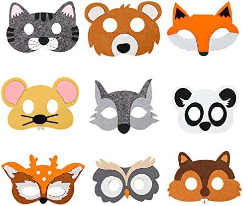 9 Pezzi Maschere Animali In Feltro | Mascherine Morbide Per Feste E Compleanni - Foto 8