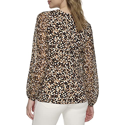 Image of Calvin Klein Womens Gathered Long Sleeve KnitSweater