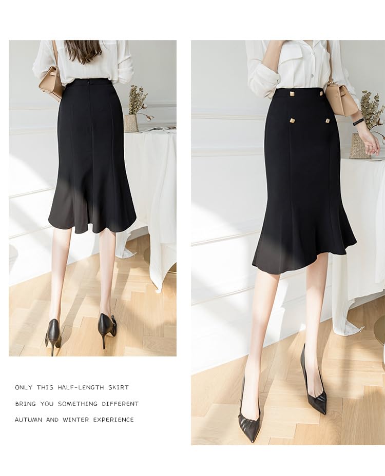 Women's Fishtail Skirt - Thin, mid-Length, high-Waisted, Professional Body-Hugging Skirt3