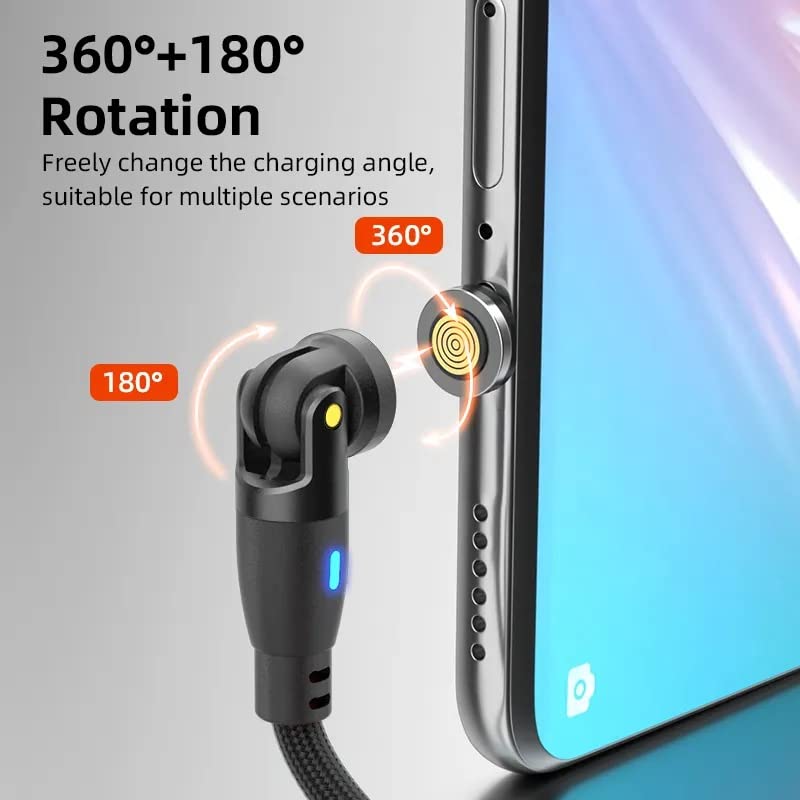 Miniatura 6 de Cable magnético de carga rápida 3 en 1 USB tipo C de 540 con puntas intercambiables magnéticamente para micro USB, USB tipo C e iProducts (negro)