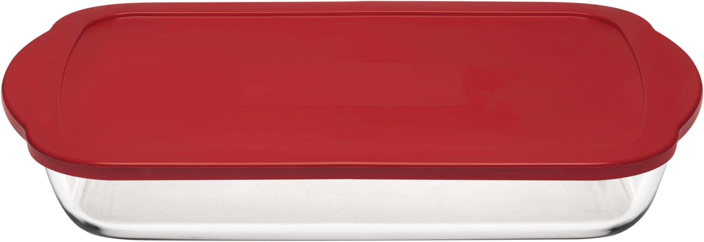 Emsa N10412 Clip & Close Glass Storage Box, 3 Litres, Stackable, Freeze-Safe, Oven Safe, Microwave Safe, Non-Slip Stacking, 100% Dense, Dishwasher Safe, Transparent/Red
