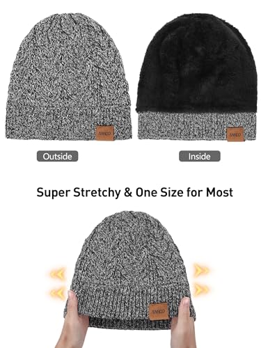 Aneco Winter Warm Knit Scarf Beanie Hat Touchscreen Gloves Set Warmer Long Scarf Set for Men and Women2