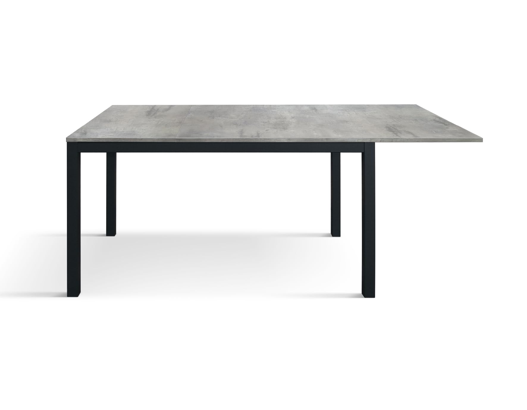 PAZZO DESIGN Ausziehbarer Tisch Lara, Tisch für Wohnzimmer und Küche, Melaminplatte in Zementgrau, Beine aus schwarzem Metall, hergestellt in Italien, 140 x 80 x 75 cm - id_2088