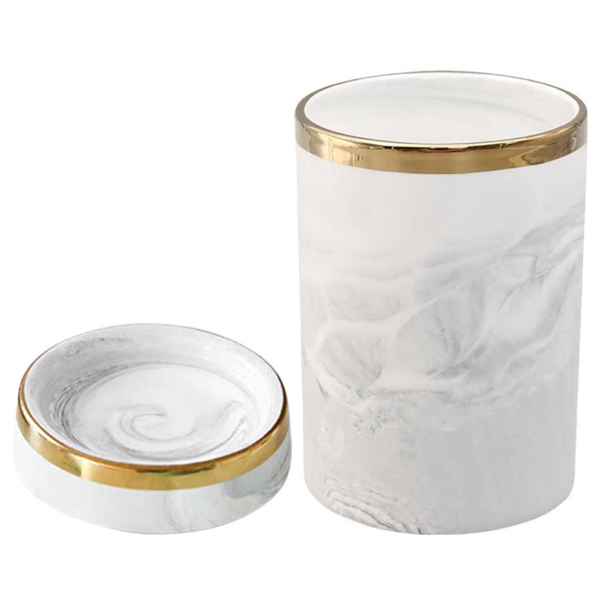 YUEKOPOU Ceramic Marble Pattern Utensil Holder for Kitchen Countertop