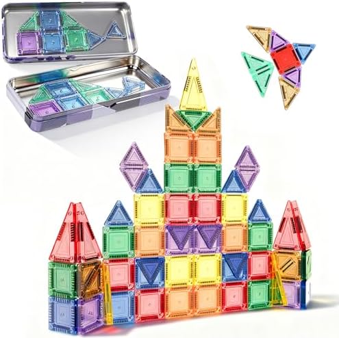 Magnetic Tiles, 70pcs Building Blocks with Storage Case, Toddler Toys Magnetic Blocks, Toys for Ages 3-5 4-8 Boys Girls,for Preschool Learning Birthday
