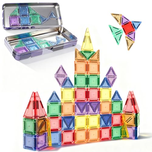 Ufilni 70-Piece Magnetic Tiles with Metal Storage Case