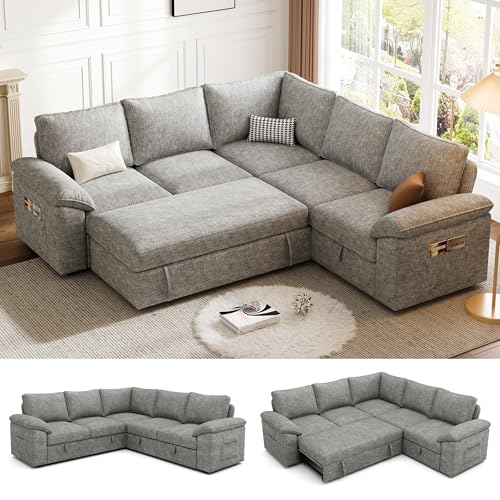 SUAWY 85 Inch Modular Sectional Sofa with Pull Out Bed, L Shaped...