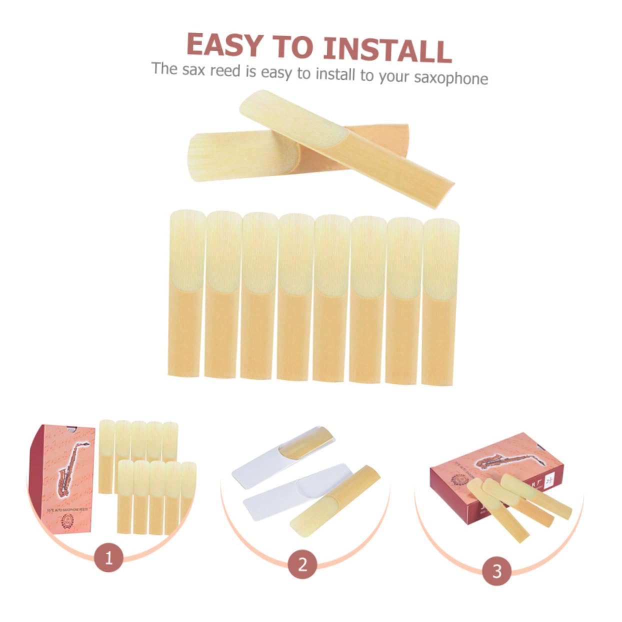 ULDIGI 10 Pack Soprano Saxophone Sax Instrument Accessories Handmade for Sax Replacement Parts Compact Sturdy Saxophone Supplies