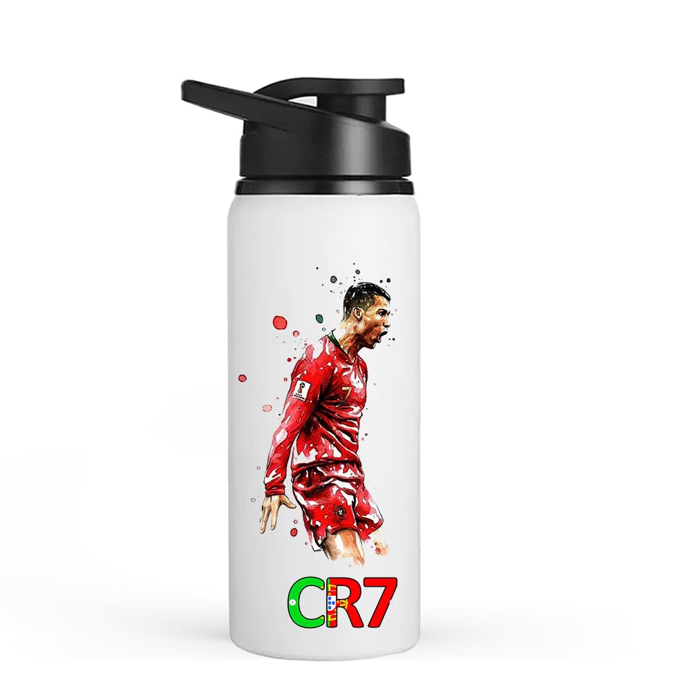 Ron Brando Ronaldo Printed Aluminum Sublimation Water Bottle-750ml Sports/School/Gym/Home/Office/Travel For Boys/Girls, And Gift Brother, Sister, Friends, Adults,Sipper Cap (Ronaldo-Design-8C) (B0D47WNFRS) Amazon Price History, Amazon Price Tracker