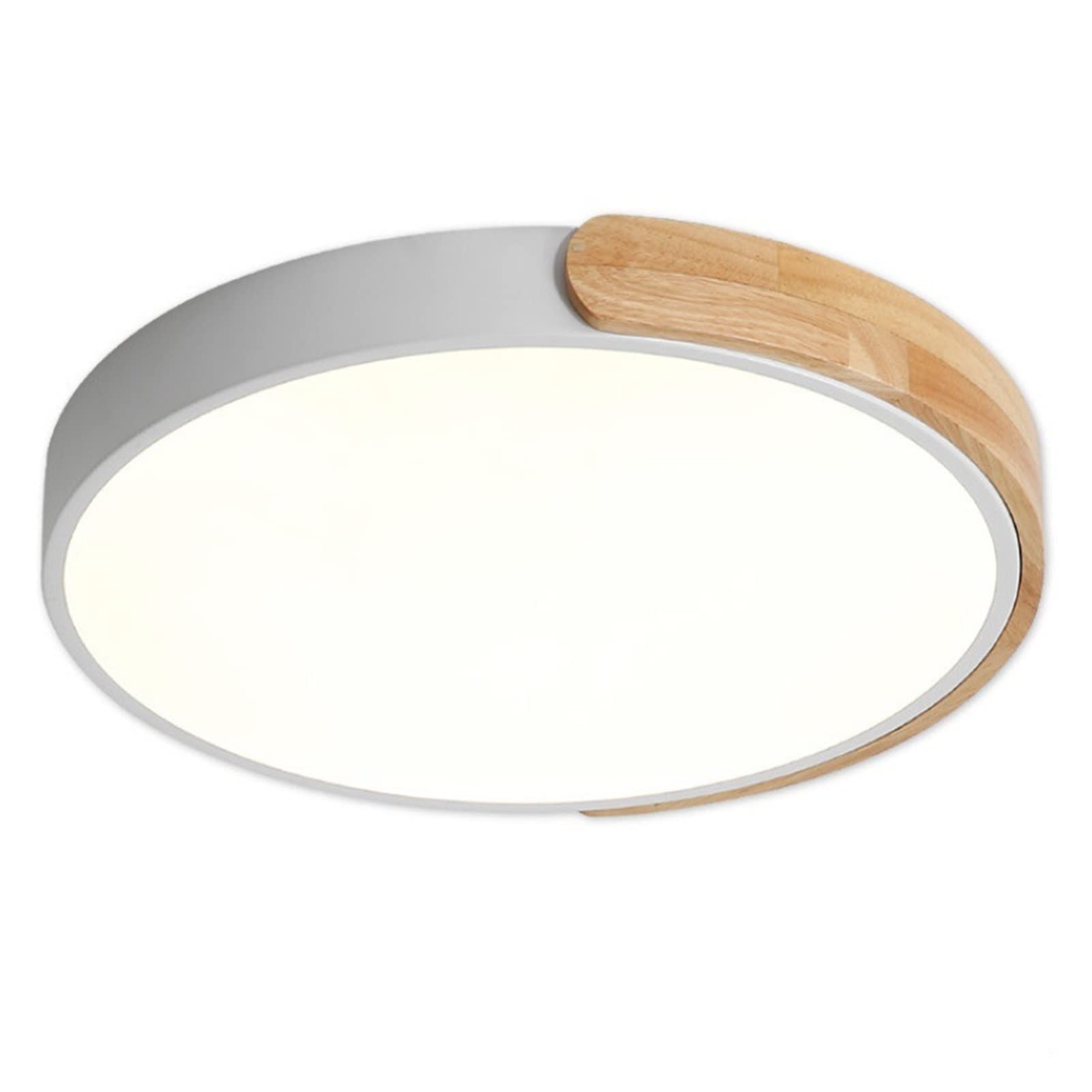 ściemnialna lampa sufitowa nowoczesna minimalistyczna lampa sufitowa w okrągłym kształcie led drewno i metal i akryl oświetlenie sufitowe do montażu podtynkowego wąskie oświetlenie panelowe/biały/23